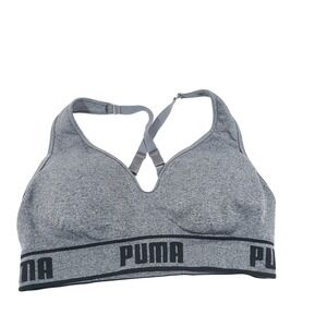 Puma Gray Seamless Sports Bra Medium M Activewear Workout Gym‎ Comfort